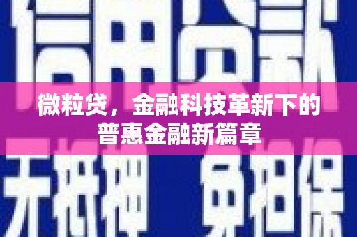江源微粒贷，金融科技革新下的普惠金融新篇章