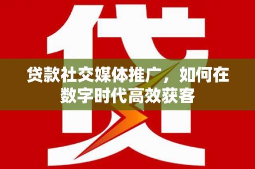 江源贷款社交媒体推广，如何在数字时代高效获客