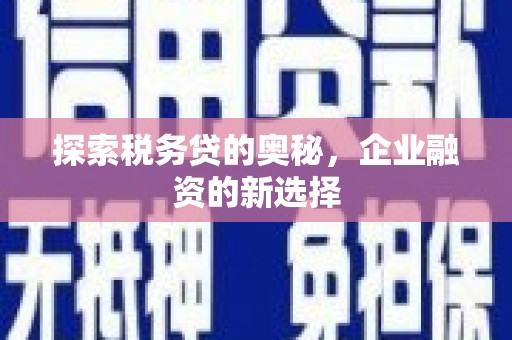 江源探索税务贷的奥秘，企业融资的新选择