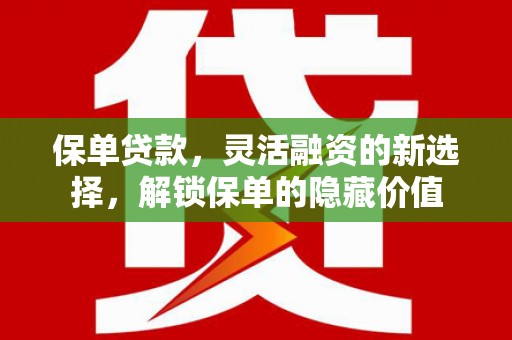 江源保单贷款，灵活融资的新选择，解锁保单的隐藏价值